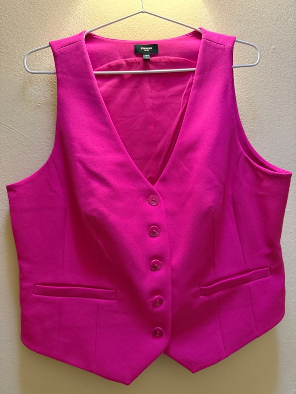 Express Hot Pink Button-Front Vest